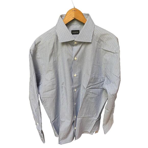 Ermenegildo Zegna Men's Sport Shirt Large Blue Stripes - Picture 1 of 8